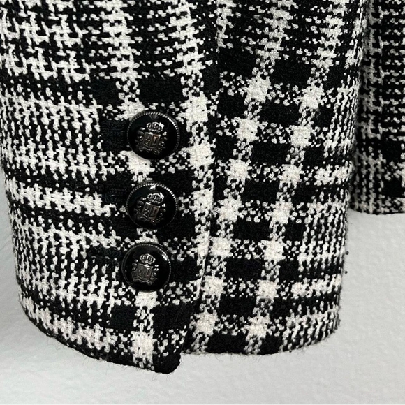 🖤 White House Black Market Plaid Tweed Double Breasted Blazer Jacket - Size 8 - Picture 5 of 10
